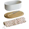 Image de Pebbly - Set Boîte à Pain 4 en 1 en Métal et Bambou Crème - Lot de 4 - Bien Conserver son Pain, Multi Usage en occasion ou reconditionné