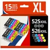 Image de 123CONSOMMABLES - PGI525 CLI526 - Cartouches d'encre compatible avec Canon 525 526 pour PIXMA MG5150 MG5350 MG6150 IX6550 MX715 MX885 MX895 IP4850