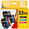 Image de 123CONSOMMABLES - 33XL - Pack 15 Cartouches d'encre Compatible pour Epson 33 XL pour Expression Premium XP-540 XP-530 XP-830 XP-7100 XP-900 XP-640
