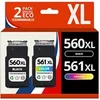 Image de 123CONSOMMABLES - 560XL 561XL - 2 Cartouches Compatibles avec Canon PG-560 CL-561 XL / 560 561XL - pour Cartouche Canon 560 561 TS5350 TS5352 TS7450