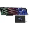 Image de Pack Gamer 4-en-1 filaire - - COMBO CHROMIUM EX - Clavier membrane réactive silencieuse + Souris + Tapis de souris - Noir