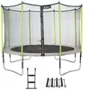 Image de Trampoline de jardin 365 cm + filet de sécurité + échelle + kit d'ancrage JUMPI Taupe/Vert 360