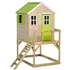 Image de Maisonnette Enfant Extérieur en Bois TINNI avec Plateforme Toit Etanche Vert & Blanc