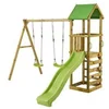 Image de Aire de jeux bois enfant WALLI 120 Toboggan, balançoires, escalade et cabane