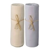Image de Lot de 2 draps housses bébé jersey bio écru et gris perle 70x140