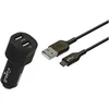 Image de Kit Chargeur voiture Greene 17W 2USB avec câble Micro-USB 1.3m Noir
