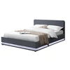 Image de Lit new york 203 x 151 x 91 cm en velours cadre a lattes pour 2 personnes de couleur gris