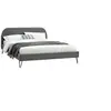 Image de Lit phoenix 203 x 153 x 89 cm en velours sommier a lattes pour 2 personnes de couleur gris
