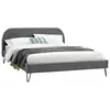Image de Lit phoenix 213 x 173 x 89 cm en velours sommier a lattes pour 2 personnes de couleur gris