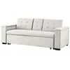 Image de Canape droit 3 places en lin beige 85 x 203 x 85 cm