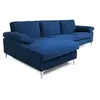 Image de Canape angle fixe 5 places en velours bleu 260 x 260 x 77 cm