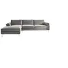 Image de Canape angle fixe 5 places en velours gris 260 x 260 x 48 cm
