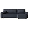 Image de Canape angle fixe 4 places en velours bleu 140 x 140 x 85 cm