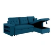 Image de Canape angle fixe 4 places en lin bleu 113 x 233 x 93 cm