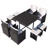 Image de Salon de jardin noir resine tressee 8 personnes 110.0 x 110 x 73.0 cm 8 pieces