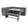 Image de Ensembles canapes. fauteuils et tables de jardin moorea gris 8 personnes 4 pieces 67 x 167 x 74 cm resine tressee