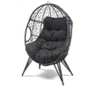 Image de Fauteuil ouf sur pied en résine noir effet rotin JANE