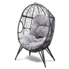 Image de Fauteuil ouf sur pied en résine gris effet rotin JANE