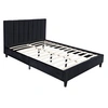 Image de Lit 214 x 165 x 101 cm en velours sommier a lattes pour 2 personnes de couleur noir