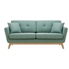 Image de Canapé scandinave 3 places et 2 coussins vert d'eau HOGA