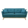 Image de Canapé scandinave 3 places et 2 coussins bleu canard HOGA