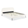 Image de Lit 203 x 153 x 89 cm en velours sommier a lattes pour 2 personnes de couleur beige