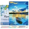 Image de Peinture par Numéro Figured'Art avec Cadre - Barque et Lever de Soleil - Kit de Loisir Créatif DIY Numéro d'Art - 40x50cm toile tendue sur châssis