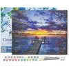 Image de Peinture par Numéro Figured'Art avec Cadre - Ponton au coucher de soleil - Kit de Loisir Créatif DIY Numéro d'Art - 40x50cm toile tendue sur châssis
