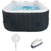 Image de KIT TOUT INCLUS SPA et accessoires : spa gonflable carré 4 places avec 2 appuis tetes, filtre, épuisette, brosse, tapis, couverture
