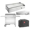 Image de - Plancha électrique en inox Chef 80 cm Avec chariot fermé + couvercle + housse