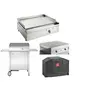 Image de - Plancha électrique en inox Chef 55 cm Avec chariot fermé + couvercle + housse
