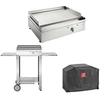 Image de - Plancha électrique en inox Chef 55 cm Avec chariot ouvert + housse