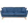Image de Canape droit 3 places en velours bleu 85 x 190 x 85 cm