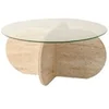 Image de Table basse en bois effet pierre et plateau en verre RIBE