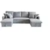 Image de Canape angle fixe 4 places en tissu gris 147 x 286 x 88 cm