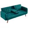 Image de Canape droit 3 places en lin vert 88 x 181 x 37 cm