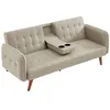 Image de Canape droit 3 places en lin beige 97 x 181 x 37 cm