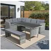 Image de Ensembles canapes. fauteuils et tables de jardin moorea resine tressee gris 3 pieces 66 x 234 x 73 8 personnes