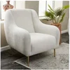 Image de NEGAN - Fauteuil blanc - pieds dorés
