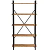 Image de Bibliothèque design en métal - 5 étagères - bois et noir FANI