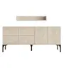 Image de Buffet effet travertin 180 cm 6 portes et étagère AURA