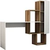 Image de Bureau fonctionnel 6 rangements - bois et blanc TURKU