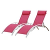 Image de Lot de 2 transats GALAPAGOS en textilène rose - aluminium blanc