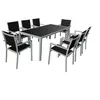 Image de Salon de jardin BARI en textilène noir 8 places - aluminium gris
