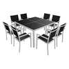 Image de Salon de jardin CAGLIARI en textilène noir 8 places - aluminium gris