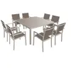 Image de Salon de jardin CAGLIARI en textilène taupe 8 places - aluminium taupe