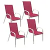 Image de Lot de 4 chaise H. 95 cm empilable non pliable exterieur en aluminium rose
