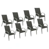 Image de Lot de 8 chaise H. 95 cm empilable non pliable en aluminium exterieur gris
