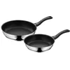 Image de WMF Devil Set de Poêles Induction 2 pièces   Poêles 24, 28 cm   Set de poêles antiadhésives en acier inoxydable Cromargan, revêtues, adaptées au lave-vaisselle, allant au four en occasion ou reconditionné