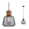 Image de Neordic Luminaire en suspension Elia E27 max. 20W Verre fumé, Liège, Noir gradable Verre, Liège, Métal